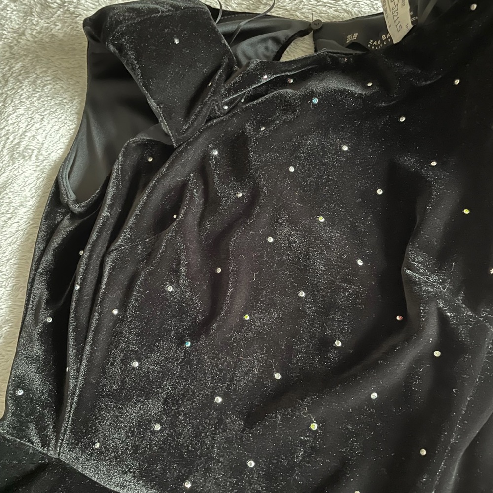 Velvet Sequin Tulip Dress from Zara in XS